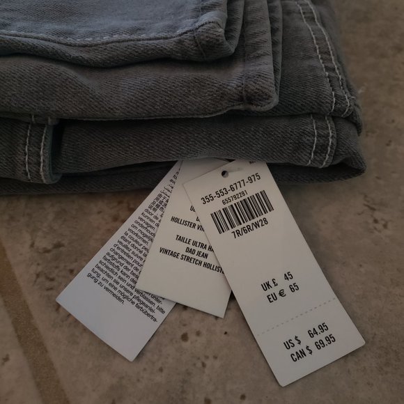 HOLLISTER Ultra High-Rise Grey Cargo Dad Jeans - Picture 6 of 6